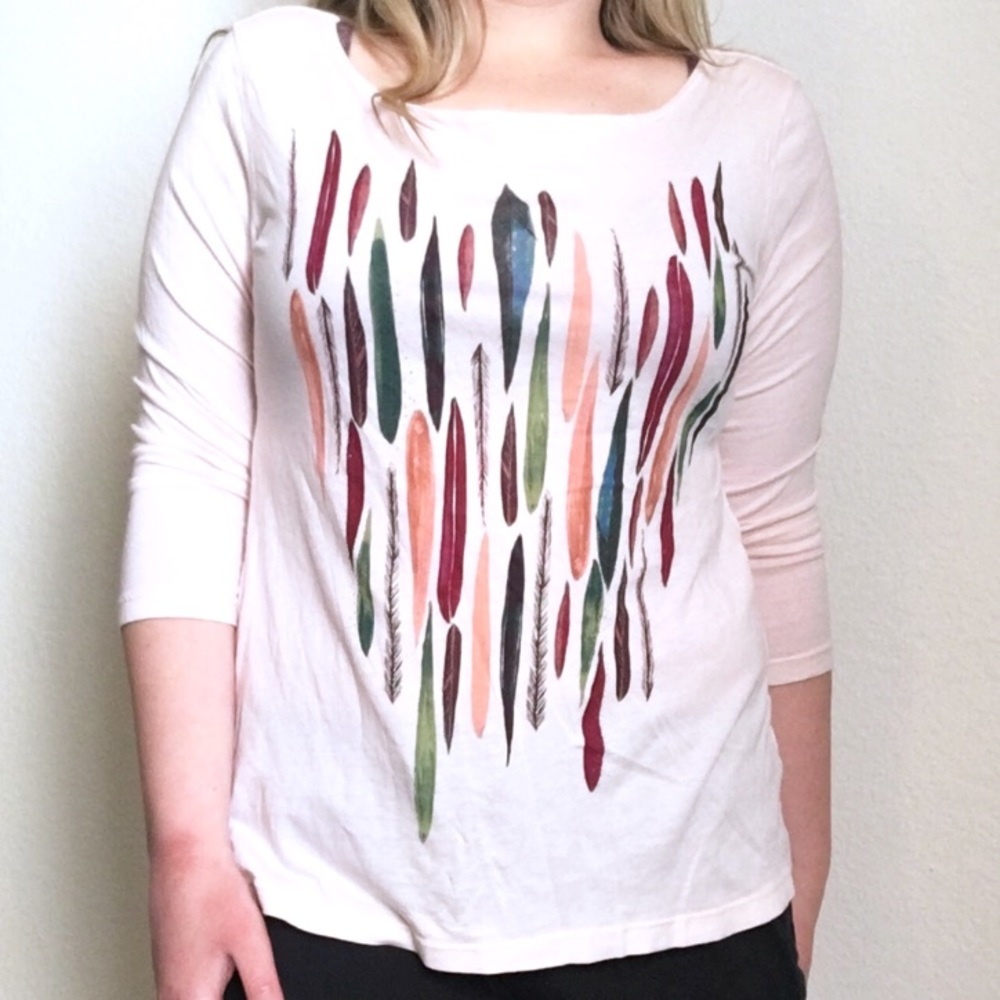 T.la ANTHROPOLOGIE Mirim Seo Feather Shirt